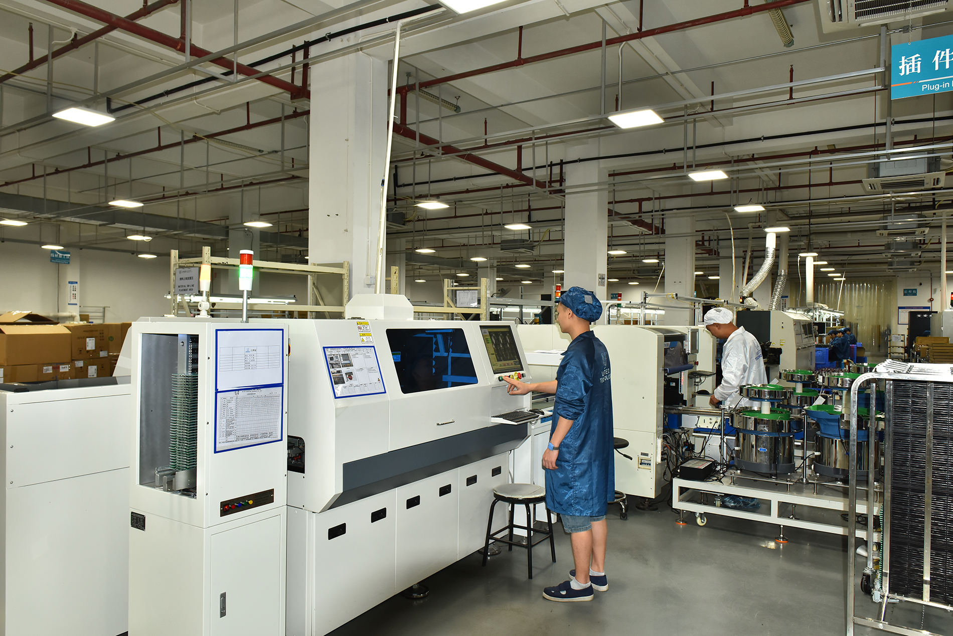 Automated production equipment inside the United Technology factory